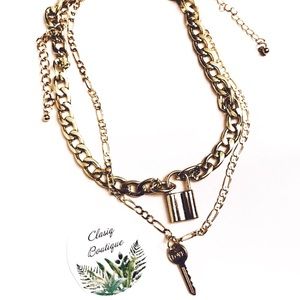 🔐 Gold Layered Lock and Key Necklace 🔐